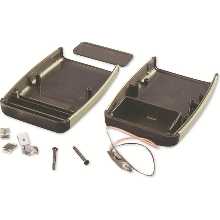 Hammond Longboards Handgehäuse 1553CBKBAT, ABS, schwarz, 117x79x32 mm, mit abnehmbarem Frontteil und griffigen Seitenteilen