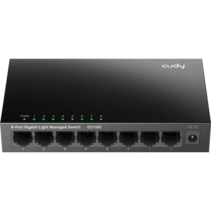 Cudy GS108E, 8 Port Gigabit Switch mit Easy Smart Management, QoS, VLAN, IGMP und DHCP, Plug & Play, Metall, Desktop/Wandmontage – Bild 1