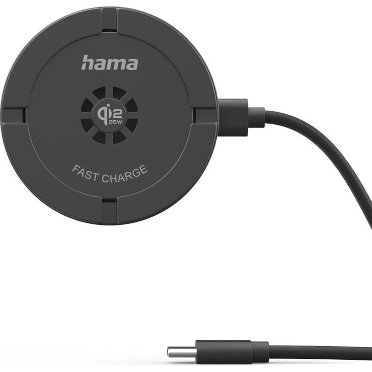 Hama 00201756 Kabelloses Qi2 Ladepad 25W mit USB-C, Schwarz, MagSafe-kompatibel – Bild 1