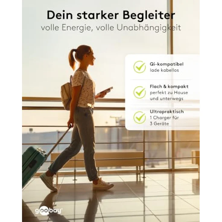 Goobay Kabelloses 3in1-Ladegerät, 15 W, induktive Ladestation für Smartphone, Smartwatch und Earbuds, kompatibel mit Qi und Schnellladung – Bild 7