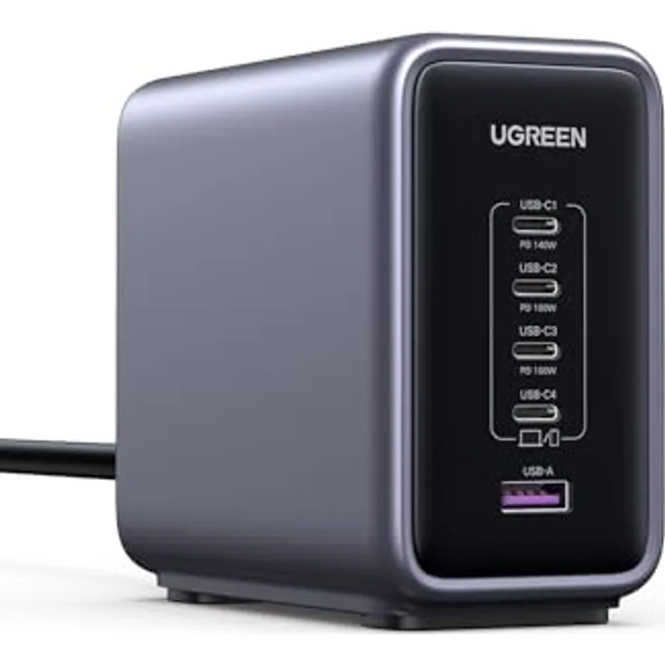 UGREEN USB C Ladegerät, Nexode 300W Charger PD 3.1 GaN Netzteil 5 Ports PPS - MacBook Pro 2021 16", MacBook Air, Surface Book, iPhone 16 Pro Max, 16 Pro - Schwarz