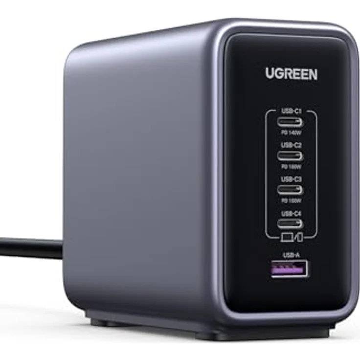 UGREEN USB C Ladegerät, Nexode 300W Charger PD 3.1 GaN Netzteil 5 Ports PPS - MacBook Pro 2021 16", MacBook Air, Surface Book, iPhone 16 Pro Max, 16 Pro - Schwarz – Bild 1