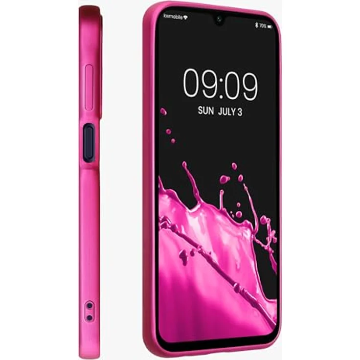 kwmobile Case kompatibel mit Samsung Galaxy A15 5G - Silikon Schutzhülle metallisch schimmernd in Metallic Pink, rutschfest und reißfest – Bild 4