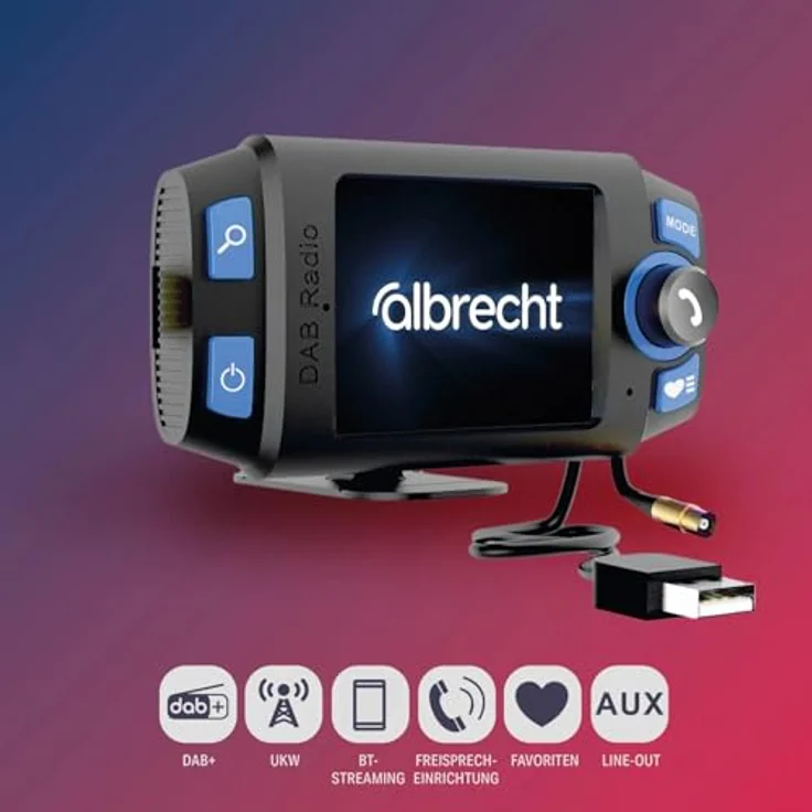 Albrecht DR 55 Mini DAB+ Empfänger, Bluetooth Musikstreaming und Freisprech-Funktion, 2,4" LCD Farb-Display – Bild 2