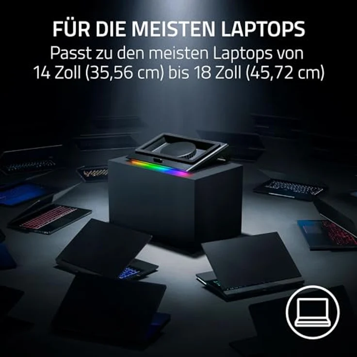 Razer Laptop Cooling Pad - Luftdichte Druckkammer, benutzerdefinierte Lüfterkurven, 3-Port USB-A Hub, Multifunktionstasten, Schwarz – Bild 4