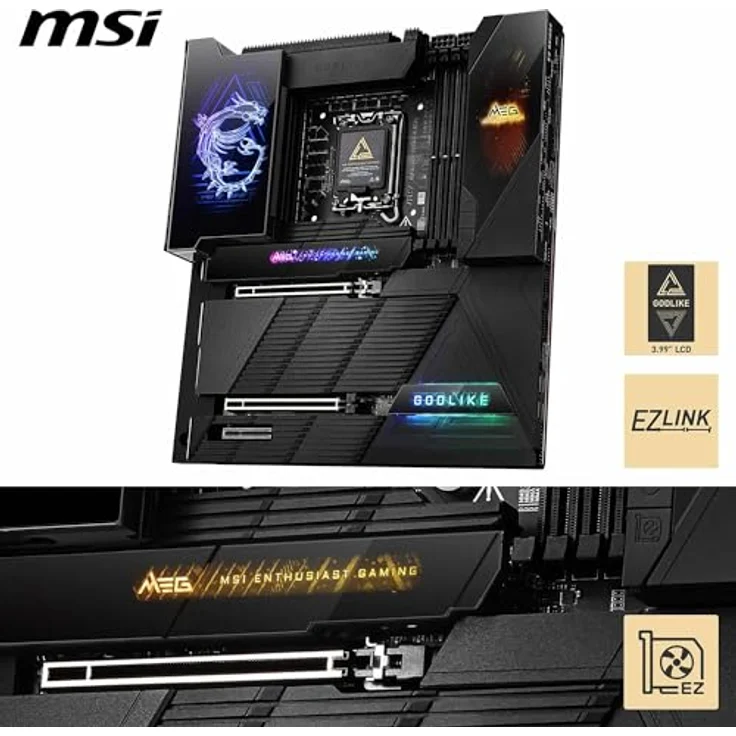MSI MEG Z890 GODLIKE, E-ATX Mainboard - Unterstützt Intel Core Ultra Prozessoren (Series 2), DDR5 (9200+ MT/s OC), Thunderbolt 5, Wi-Fi 7, 10G LAN – Bild 3