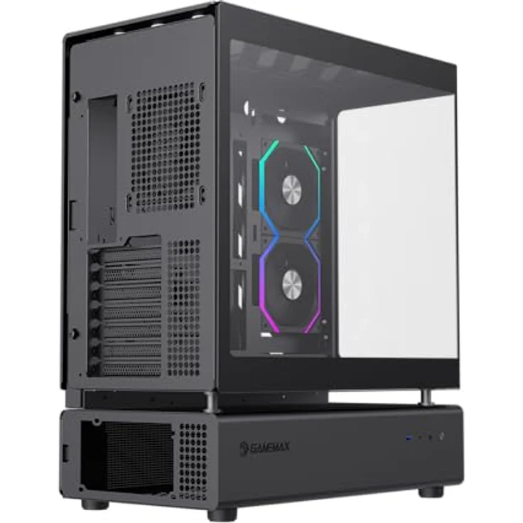 GameMax GAMEMAX N80 BK, Midi Tower Gehäuse ohne Netzteil, ATX, 5x ARGB Lüfter, 2x USB 3.0, 1x USB Type-C, Glasfenster – Bild 9