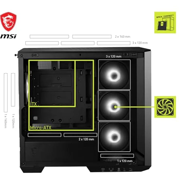 MSI MAG PANO M100R PZ (Mini ITX, mATX), PC Gehäuse, Schwarz – Bild 5