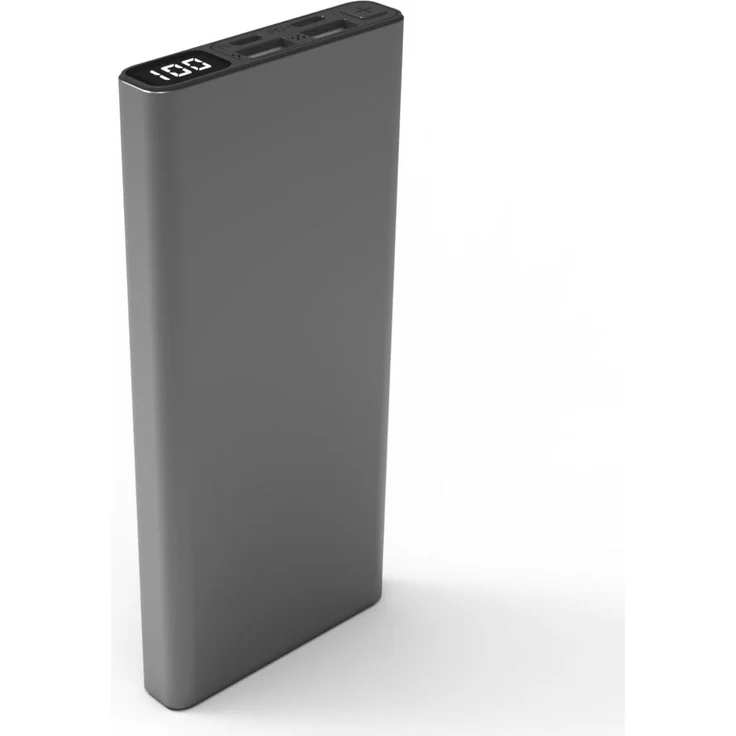 QUALO Powerbank QPB10-LD-23-18, 10000 mAh mit LED-Display, 23W Schnellladung, grau