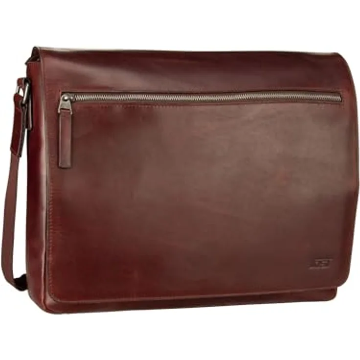 Jost Umhängetasche Lund L aus geöltem Pull-up-Leder, braun, 41 x 10 x 33 cm