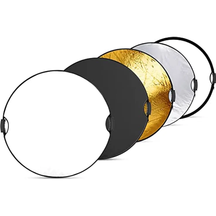 NEEWER 32"/80cm Lichtreflektor 5 in 1 mit Handgriff, Diffusor und reflektierenden Oberflächen in Durchscheinend/Silber/Gold/Weiß/Schwarz für Fotobeleuchtung und Außenbeleuchtung – Bild 1