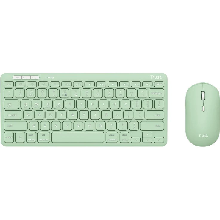Trust Lyra, Kabellose Tastatur mit 3-fach Verbindung, Grün, aus 85 % Recyclingkunststoff, kompatibel mit verschiedenen Betriebssystemen