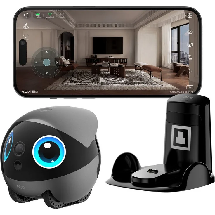 Enabot EBO AIR 2 Plus, mobile Innenraum Überwachungskamera mit 3K HD, KI-Objektverfolgung und 32 GB Speicher