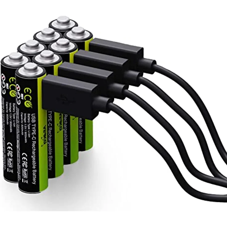 VERICO LoopEnergy AAA 900 Wiederaufladbare USB-C Batterie AAA 1,5V 900mWh (600mAh) Li-Ion, Schnellladung via USB-C Anschluss in ca. 2 Stunden, 8er Pack AAA, 1 Kabel USB - A auf 4 x USB-C – Bild 1