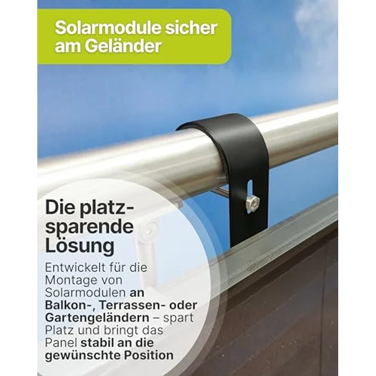 Schwaiger Geländer-Montage Set für 2 Solar Module, doppelte Sicherung bis 25 kg, schwarz – Bild 2