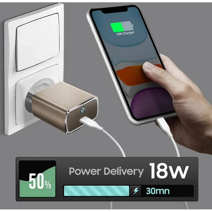 Google Pixel USB-C Charger, 3 A, Euro Fast Charger, silber, weiß (WUSBC-0001 CA-29) – Bild 5