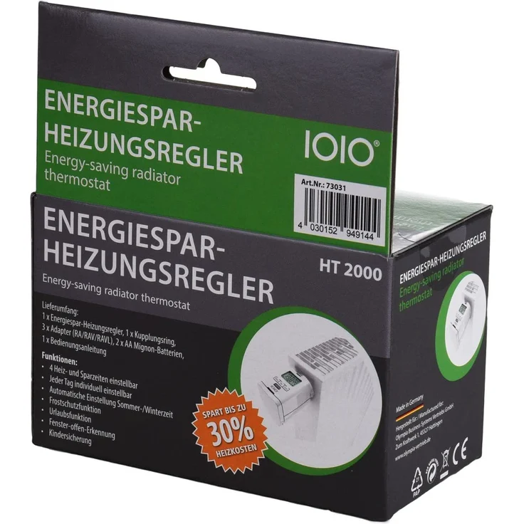 Olympia IOIO HT 2000 Elektronischer Heizkörperthermostat (Energiesparregler) mit Zeitschaltuhr, weiß (51008087) – Bild 8
