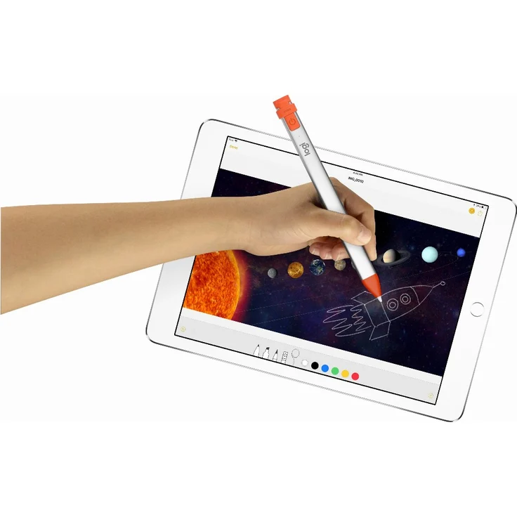 Logitech Crayon Digitaler Zeichenstift, Pixelgenau, Für alle ab 2018 veröffentlichten iPads, Anmerkungen & Zeichnungen, Apple Pencil Technologie, Handballenerkennung, 1.2 m Sturzschutz - Grau-Orange – Bild 10