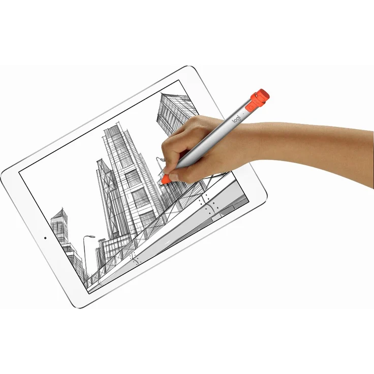 Logitech Crayon Digitaler Zeichenstift, Pixelgenau, Für alle ab 2018 veröffentlichten iPads, Anmerkungen & Zeichnungen, Apple Pencil Technologie, Handballenerkennung, 1.2 m Sturzschutz - Grau-Orange – Bild 11