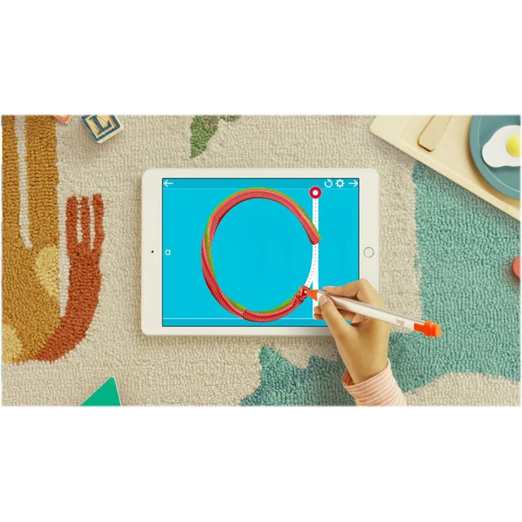 Logitech Crayon Digitaler Zeichenstift, Pixelgenau, Für alle ab 2018 veröffentlichten iPads, Anmerkungen & Zeichnungen, Apple Pencil Technologie, Handballenerkennung, 1.2 m Sturzschutz - Grau-Orange – Bild 14