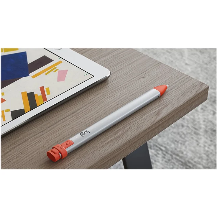 Logitech Crayon Digitaler Zeichenstift, Pixelgenau, Für alle ab 2018 veröffentlichten iPads, Anmerkungen & Zeichnungen, Apple Pencil Technologie, Handballenerkennung, 1.2 m Sturzschutz - Grau-Orange – Bild 7