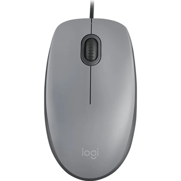 Logitech M110 Silent Maus mit Kabel, 1000 DPI Sensor, USB-Anschluss, 3 Tasten, Quiet-Mark Zertifiziert, Für Links- und Rechtshänder, PC-Mac - Grau – Bild 1