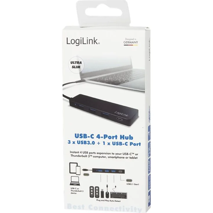 LogiLink UA0311 Slim USB 3.1-3.0 Hub für PC-Laptop Schwarz – Bild 4