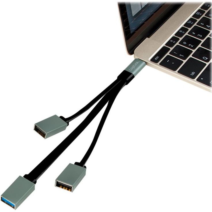 LogiLink UA0315 - USB-C (USB 3.1 Gen1 bis 5Gbps) Hub mit geradem Stecker auf 2X USB 2.0 (Typ A Buchse) + 1x USB 3.0 (Typ A Buchse), Anthrazit – Bild 8
