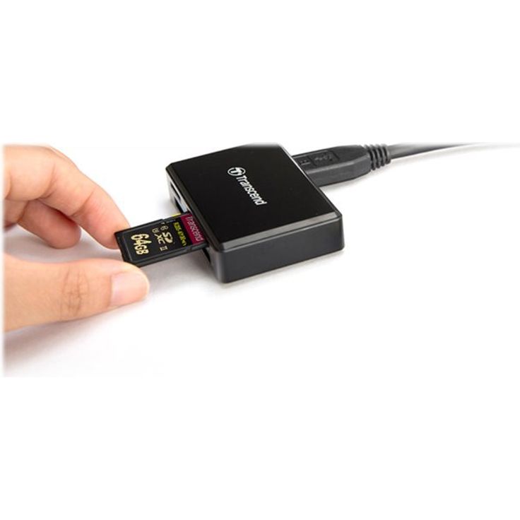 Transcend USB 3.1 Gen 1 kompakter schwarzer Multifunktionskartenleser für UHS-I & UHS-II SD-, microSD- und CompactFlash (CF) Speicherkarten TS-RDF9K2 – Bild 5