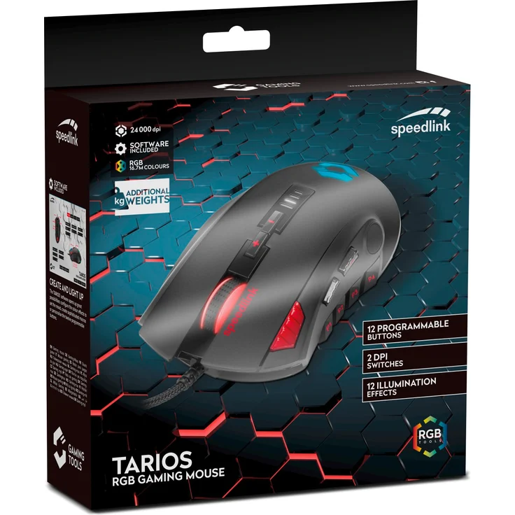 Speedlink TARIOS RGB Gaming Mouse - USB Maus mit RGB Beleuchtung für Büro-Home Office (12 programmierbare Tasten - mit dpi-Schalter bis zu 24000 dpi) für PC-Notebook-Laptop, schwarz – Bild 7