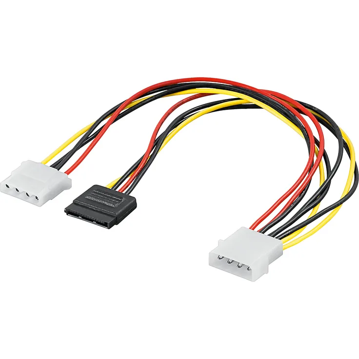 GOOBAY Wentronic 93629 Internes Stromkabel (S-ATA 15-polig auf 2x 5,25 zoll Stecker/Buchse) schwarz