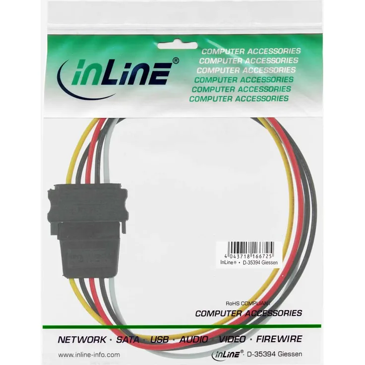 InLine - Netzteil - 15 PIN SATA Power (M) - 15 PIN SATA Power (W) - 30 cm (29651A)