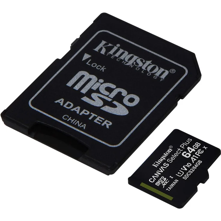 Kingston Canvas Select Plus microSD Speicherkarte, SDCS2-64GB Class 10 (inkl. SD Adapter) – Bild 1