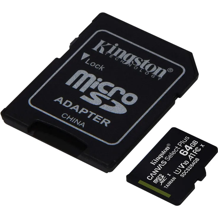 Kingston Canvas Select Plus microSD Speicherkarte, SDCS2-64GB Class 10 (inkl. SD Adapter)