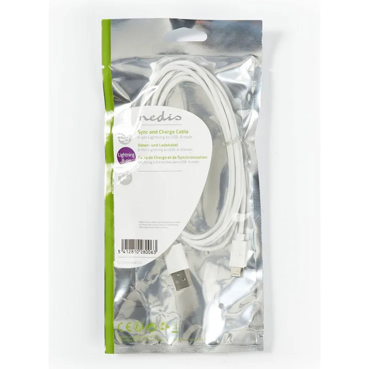 Nedis Daten-Ladekabel CCGP39300WT20 Apple Lightning 2m ws (CCGP39300WT20)