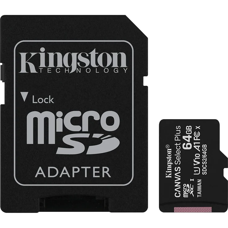 Kingston Canvas Select Plus microSD Speicherkarte, SDCS2-64GB-3P1A Class 10 (3x Karte,inkl. SD Adapter) – Bild 1