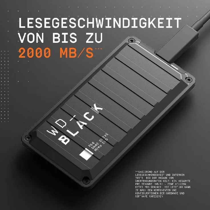 WD_Black P50 Game Drive SSD WDBA3S0020BBK - Solid-State-Disk - 2 TB - extern (tragbar) - USB 3.2 Gen 2x2 (USB-C Steckverbinder) (WDBA3S0020BBK-WESN) – Bild 7