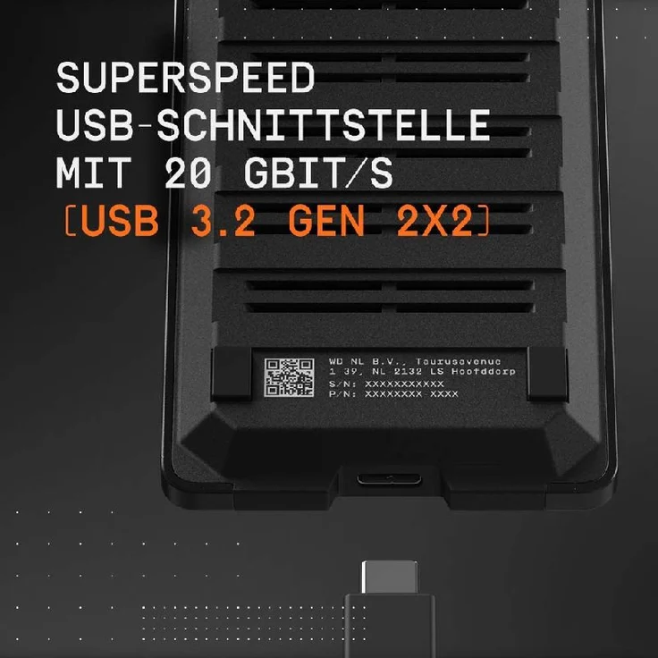 WD_Black P50 Game Drive SSD WDBA3S0020BBK - Solid-State-Disk - 2 TB - extern (tragbar) - USB 3.2 Gen 2x2 (USB-C Steckverbinder) (WDBA3S0020BBK-WESN) – Bild 9