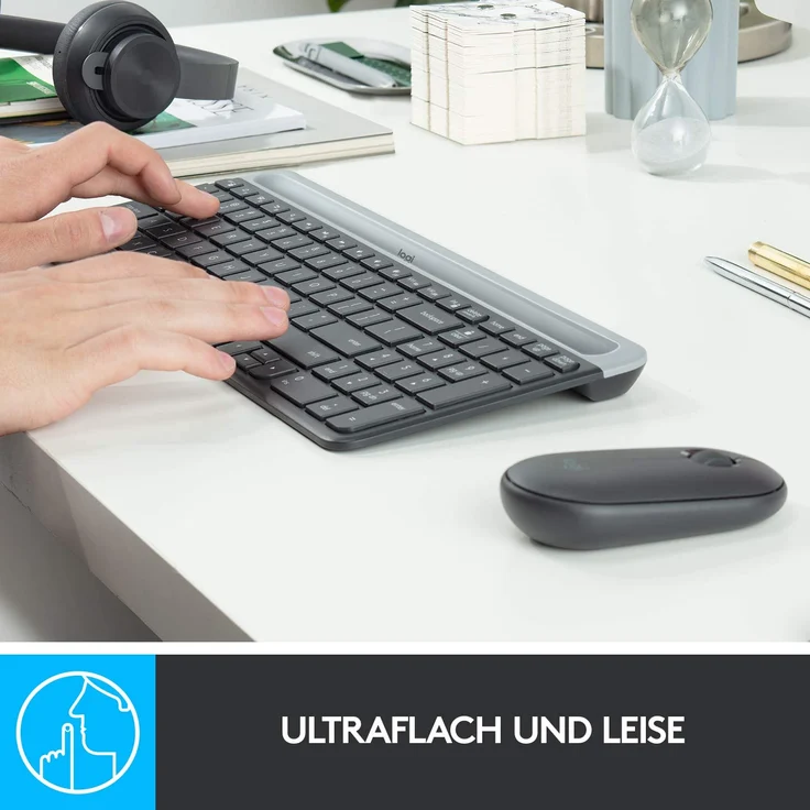 Logitech Slim Wireless Combo MK470 - Tastatur-und-Maus-Set - kabellos - 2.4 GHz - QWERTZ - Deutsch - Graphite (920-009188) – Bild 13