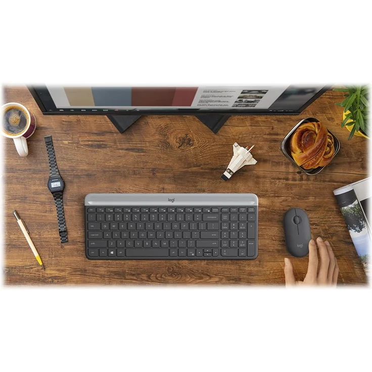 Logitech Slim Wireless Combo MK470 - Tastatur-und-Maus-Set - kabellos - 2.4 GHz - QWERTZ - Deutsch - Graphite (920-009188) – Bild 8