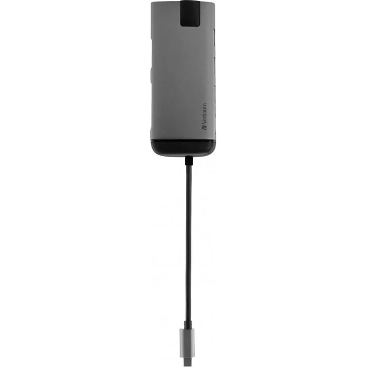 Verbatim USB-C Multiport-Adapter mit USB 3.0 - HDMI, 4K, Ethernet, SD-microSD, Schnellladeanschluss, für Laptop, MacBook - Grau – Bild 2