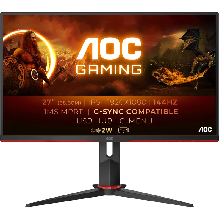 AOC Gaming 27G2U-BK 68,6 cm (27 Zoll) Monitor (FHD, HDMI, DisplayPort, Free-Sync, 1ms Reaktionszeit, 144 Hz, 1920x1080) schwarz-rot – Bild 8