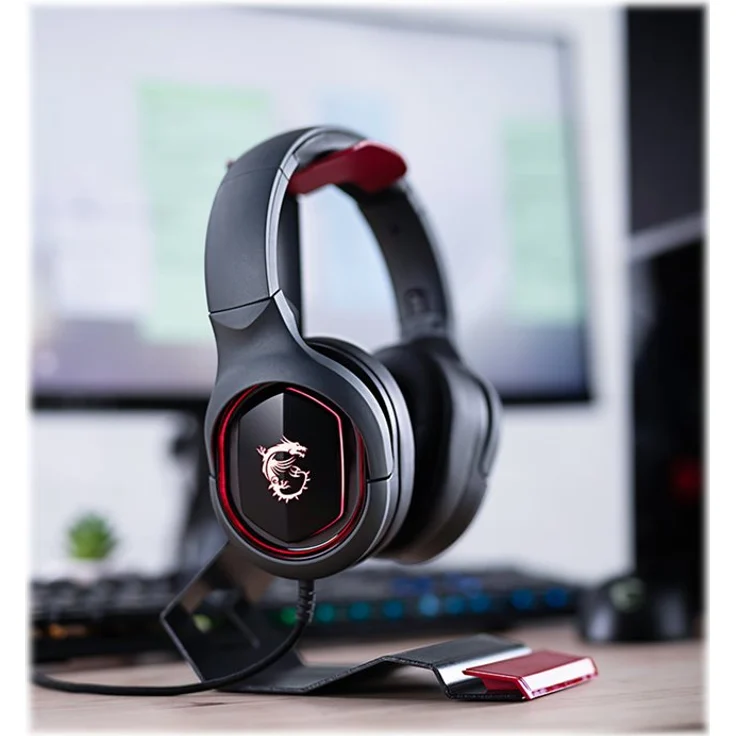 MSI Immerse GH50 Kopfhörer mit Mikrofon, Fernbedienung, kabelgebunden, Weiß-Rot – Bild 5