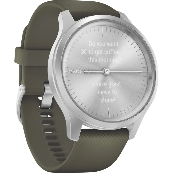 Garmin vivomove Style Hybrid-Smartwatch Unisex, Einheitsgröße, Silber/Moosgrün (010-02240-01) – Bild 6
