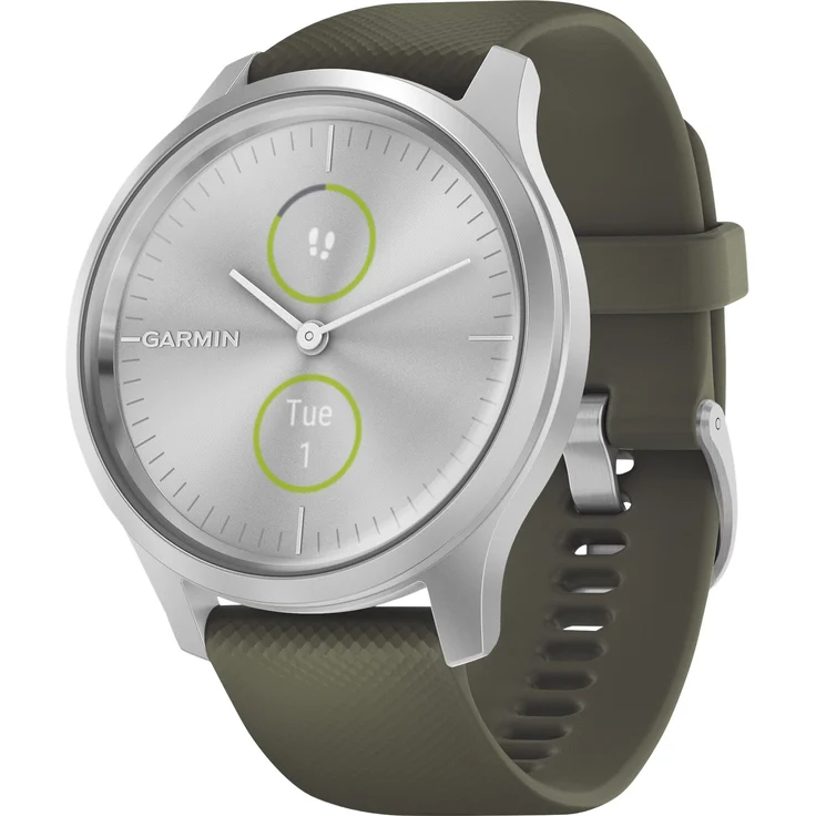 Garmin vivomove Style Hybrid-Smartwatch Unisex, Einheitsgröße, Silber/Moosgrün (010-02240-01) – Bild 4