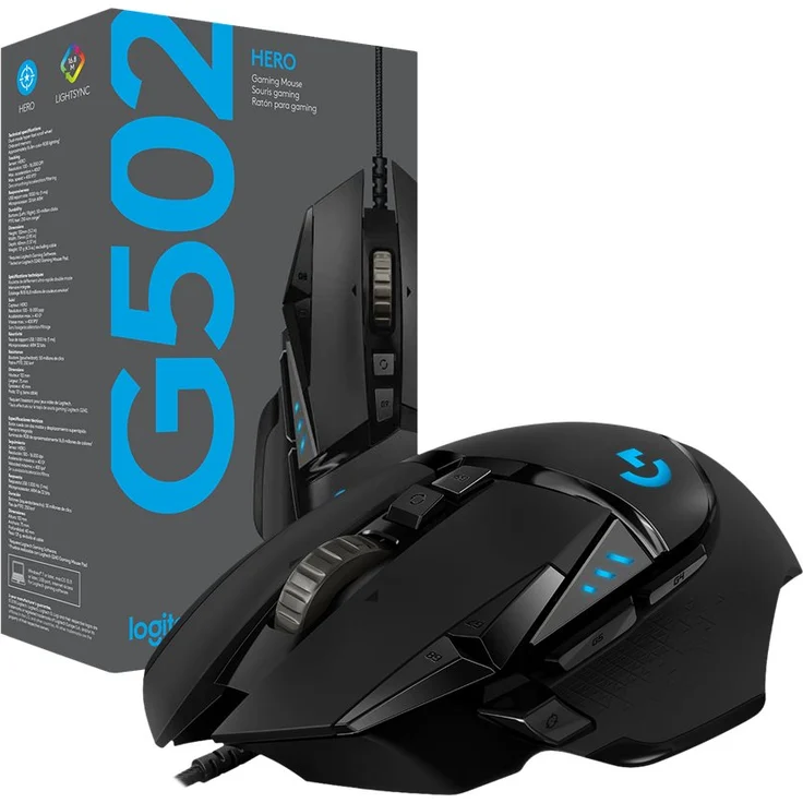 Logitech G502 LIGHTSPEED Wireless Gaming Maus, Kabellose Verbindung, USB-Anschluss, HERO 16000 DPI Sensor, RGB-Beleuchtung, Gewichtstuning, Powerplay-Kompatibel, PC-Mac - Schwarz, Englische Verpackung – Bild 10