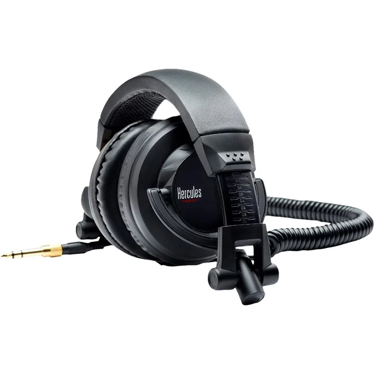 Hercules HDP DJ45: Geschlossener DJ-Kopfhörer - faltbar, drehbare Kopfhörer und 2 m-6,5''-Kabel - geschlossen, geräuschdämmend - leistungsstark, Impedanz von 60 Ohm – Bild 4
