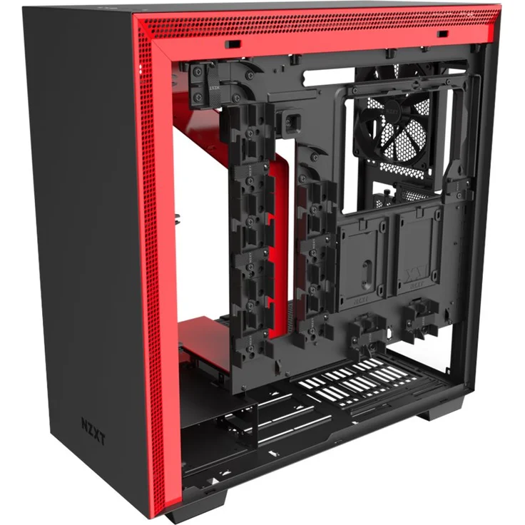 NZXT H710i - ATX-Mid-Tower-Gehäuse für Gaming-PCs - Front USB-C Port - Tempered Glass-Seitenfenster mit Schnellspanner - Vertikale GPU Montage möglich - Für Wasserkühlung nutzbar - Schwarz-Rot – Bild 12