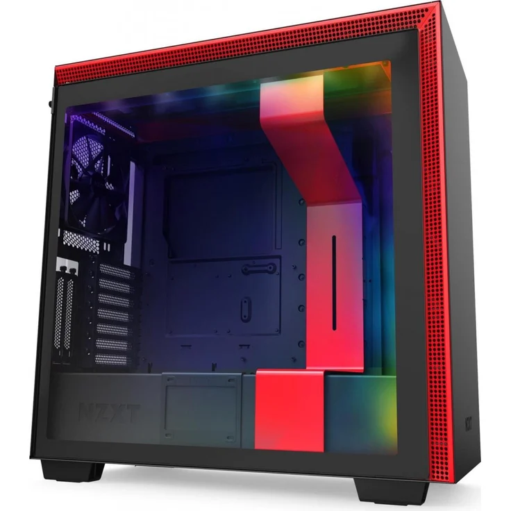NZXT H710i - ATX-Mid-Tower-Gehäuse für Gaming-PCs - Front USB-C Port - Tempered Glass-Seitenfenster mit Schnellspanner - Vertikale GPU Montage möglich - Für Wasserkühlung nutzbar - Schwarz-Rot – Bild 7