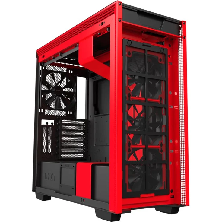 NZXT H710i - ATX-Mid-Tower-Gehäuse für Gaming-PCs - Front USB-C Port - Tempered Glass-Seitenfenster mit Schnellspanner - Vertikale GPU Montage möglich - Für Wasserkühlung nutzbar - Schwarz-Rot – Bild 8